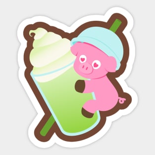 Matcha Frappuccino Pig Sticker